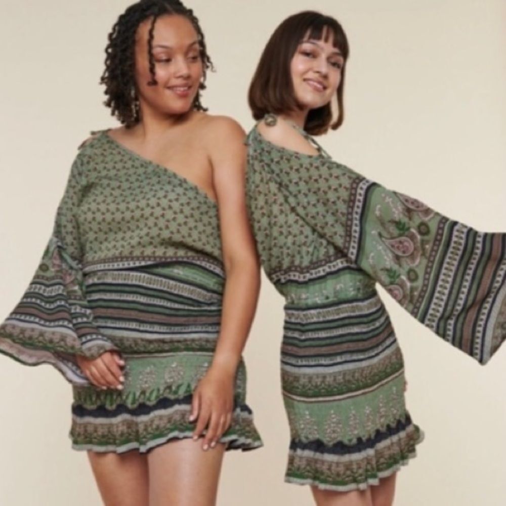 Earthbound One Shoulder Boho Mini Dress